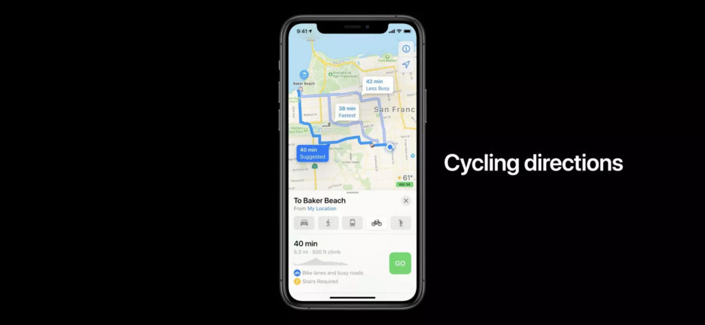 Apple Maps Cycling track